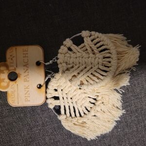 Panache Cream Macrame Hoop Earrings